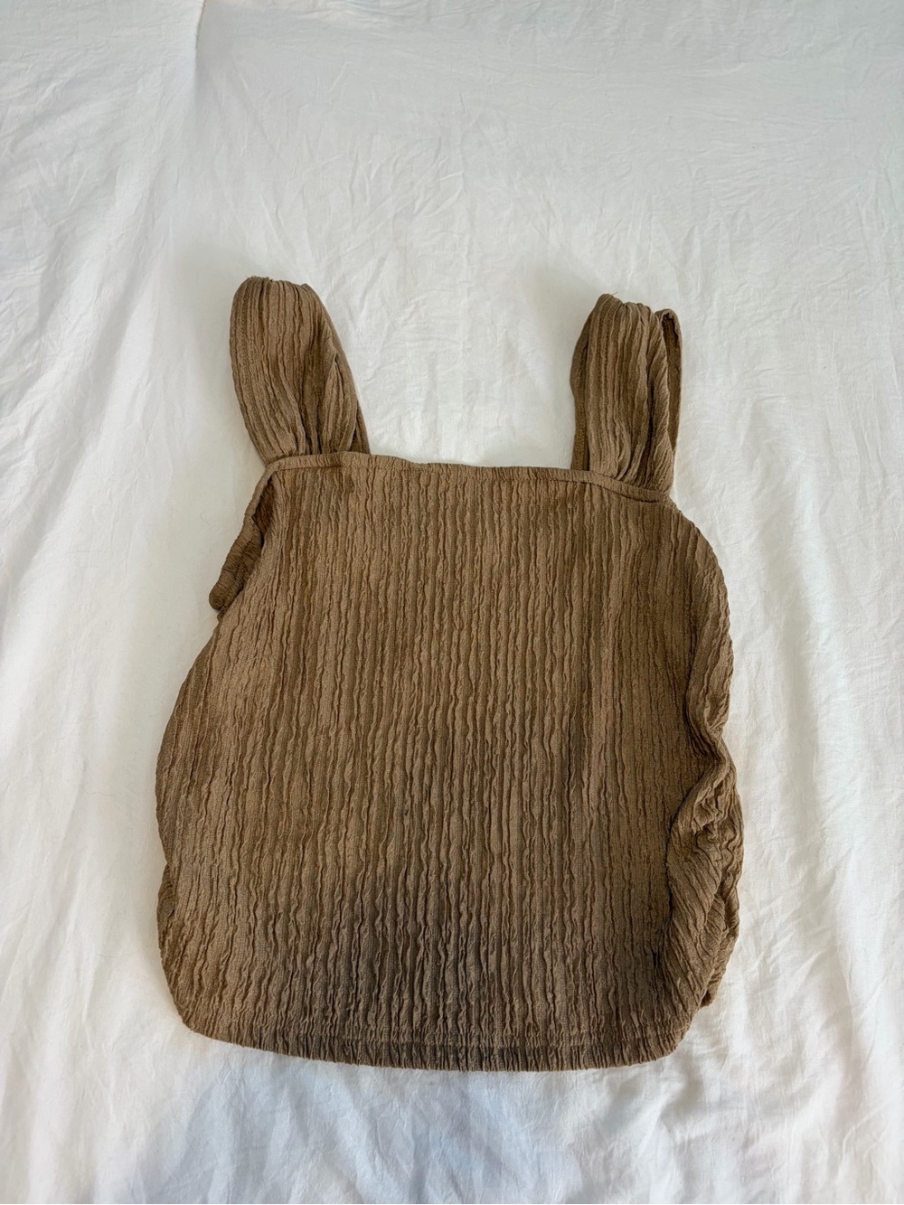 Textured Brown Everyday Tote Bag with Wide Straps